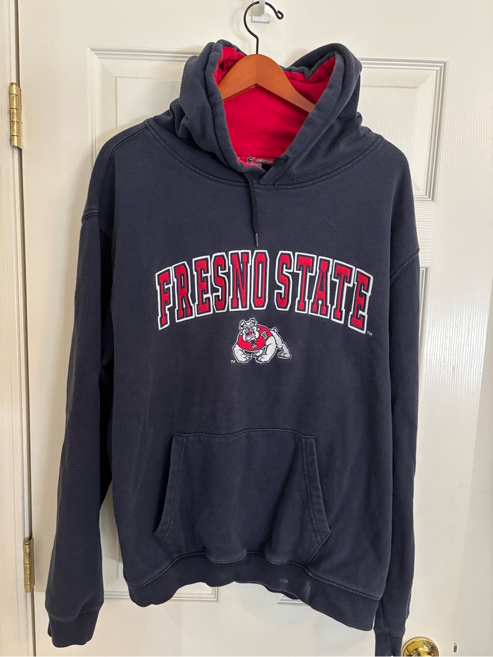 Fresno State Navy Crewneck Hoodie with Red Accent